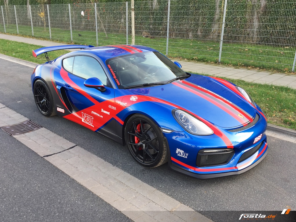 Porsche GT4 - Blau Design Rot BBS Tuning Folieren Felgen 11.jpg