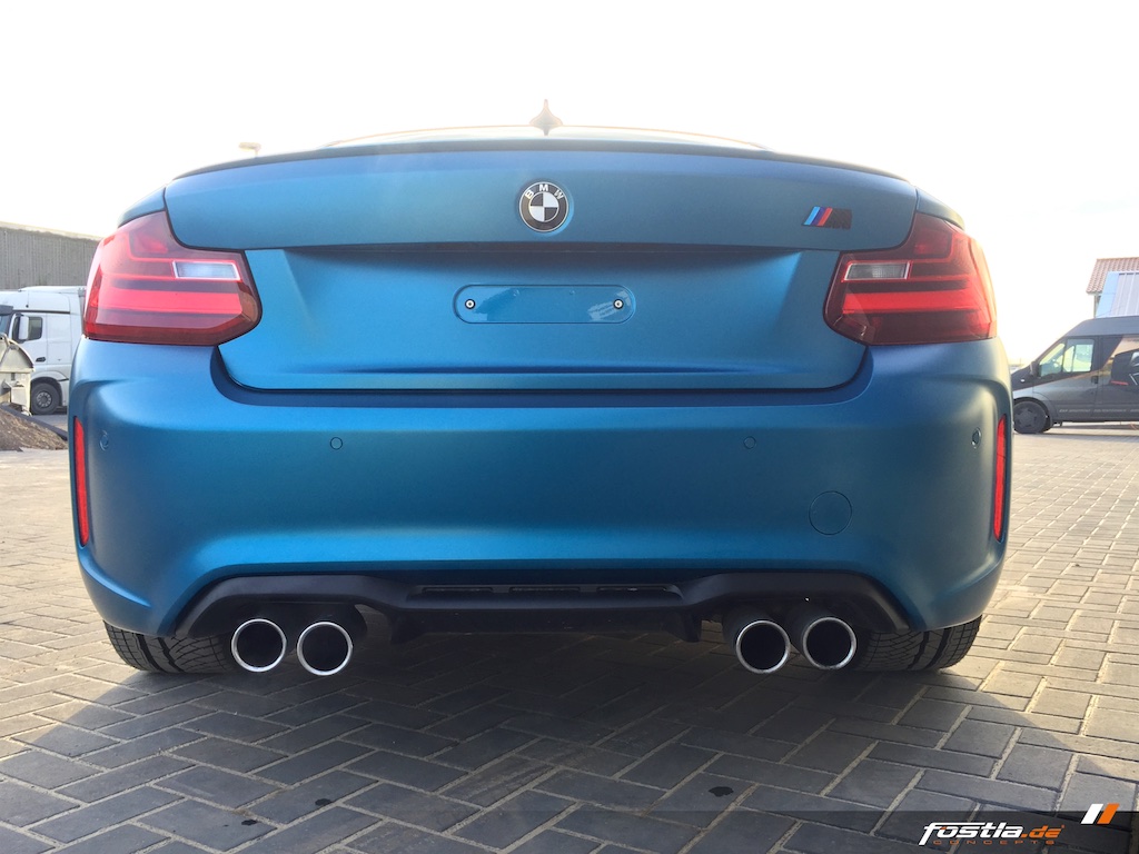 BMW M2 - Folieren Lackschutz Vollverklebung XPEL Blau-Matt Steinschlagschutz 1.jpg